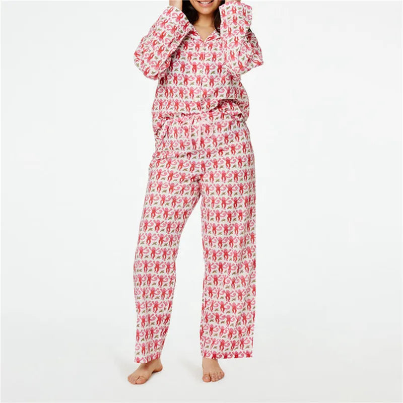 Roller Rabbit Monkey Pajama Set – Women’s 2-Piece Y2K Long Sleeve Lounge & Sleepwear