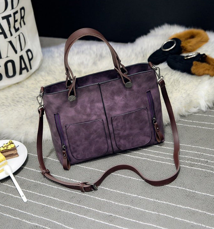 Women’s Large-Capacity Retro Tote Bag – Simple Everyday Crossbody Bag