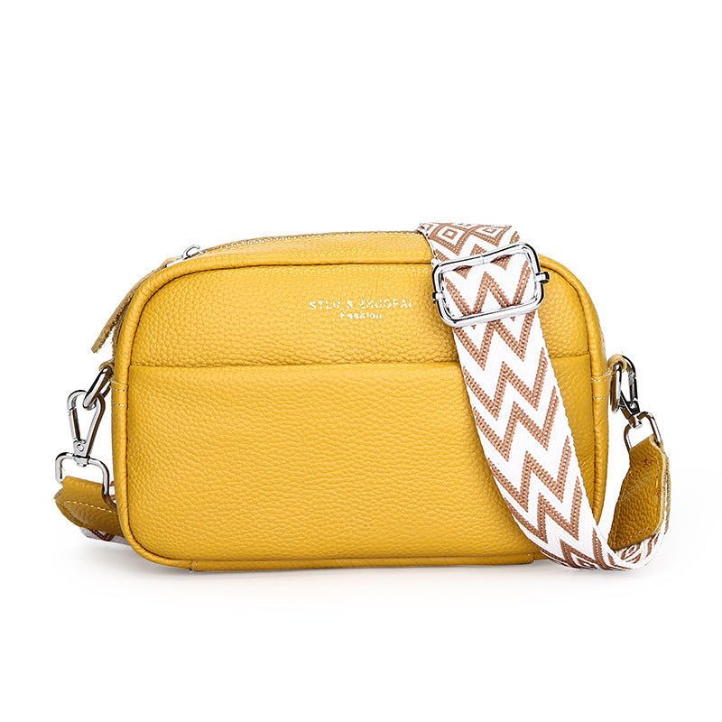 Women’s Genuine Leather Shoulder Messenger Bag – Simple Small Square Crossbody