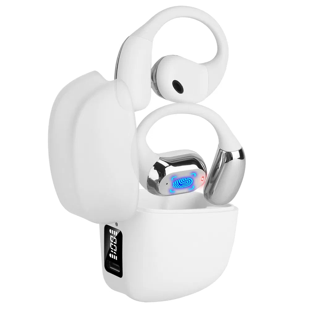 Wireless Open-Ear Sport Earbuds with Earhooks – LED Display & Waterproof Case