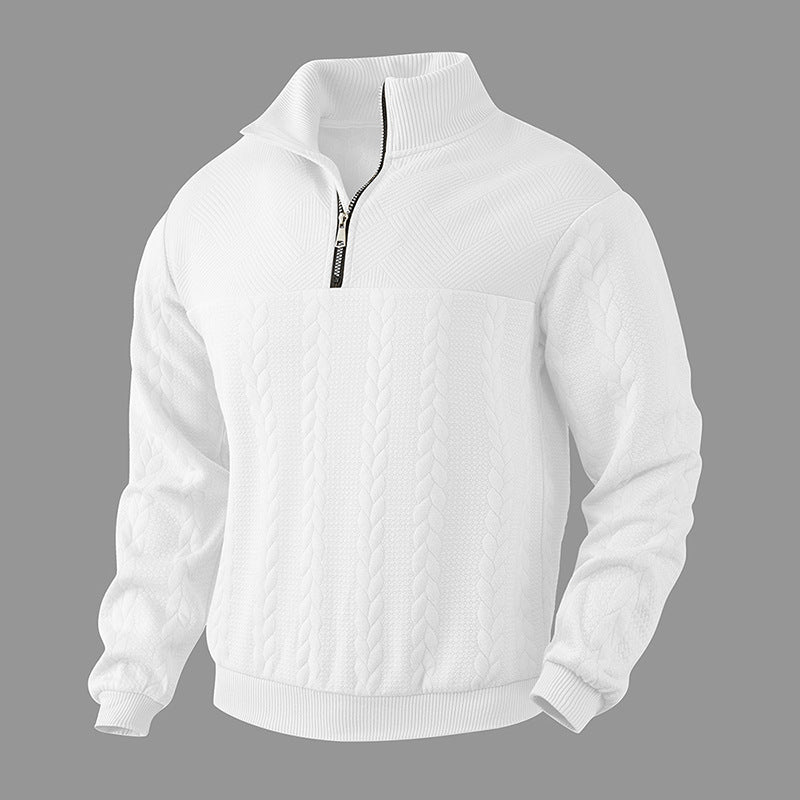 Men’s Jacquard Quarter-Zip Hoodie – Warm Fall/Winter Pullover