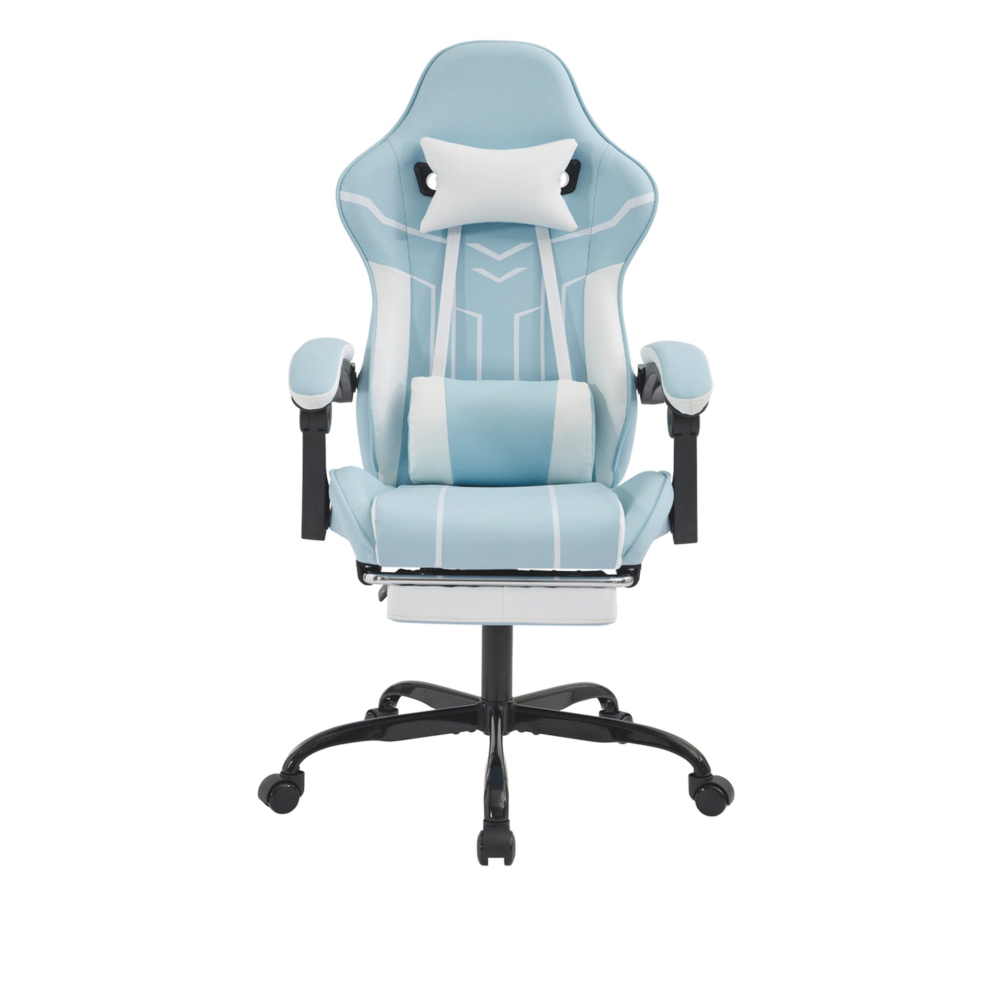 Gaming Chair, Computer Chair Ergonomic Chair With Footrest Office Chair Ergonomic Computer Chair With Lumbar Backrest Bluewhite