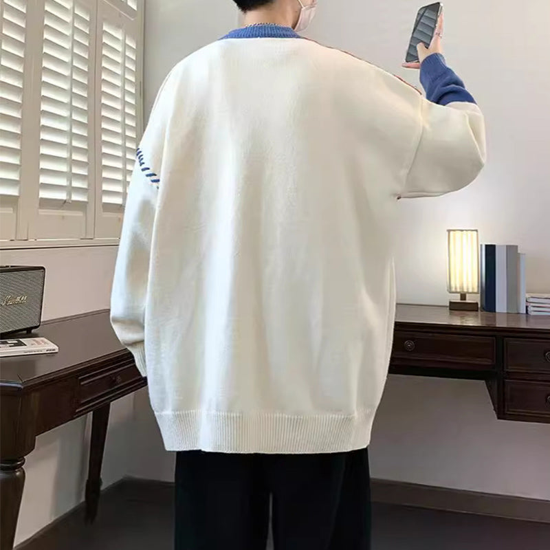 Men’s Colorblock Knit Pullover Sweater – Winter Fashion