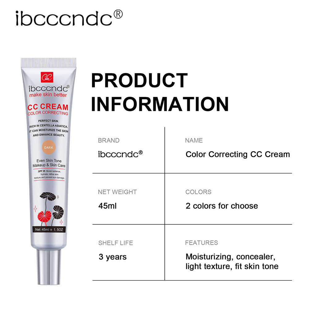 Moisturizing Correcting CC Cream – Waterproof, Anti-Sweat, Long-Lasting Makeup Base & Concealer for Smooth, Even Skin Tone