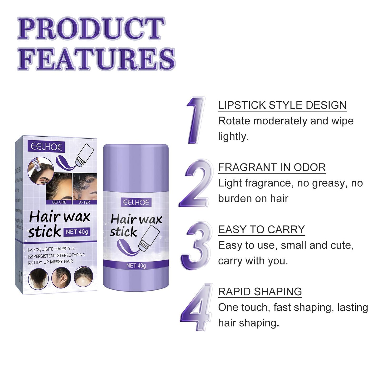 EELHOE Hair Wax Stick – Flyaway & Frizz Control Hair Styling Cream