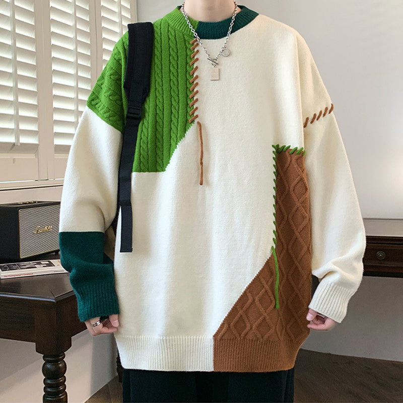 Men’s Colorblock Knit Pullover Sweater – Winter Fashion