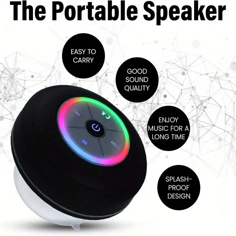 Wireless Bathroom Speaker with Suction Cup – Waterproof, USB Rechargeable