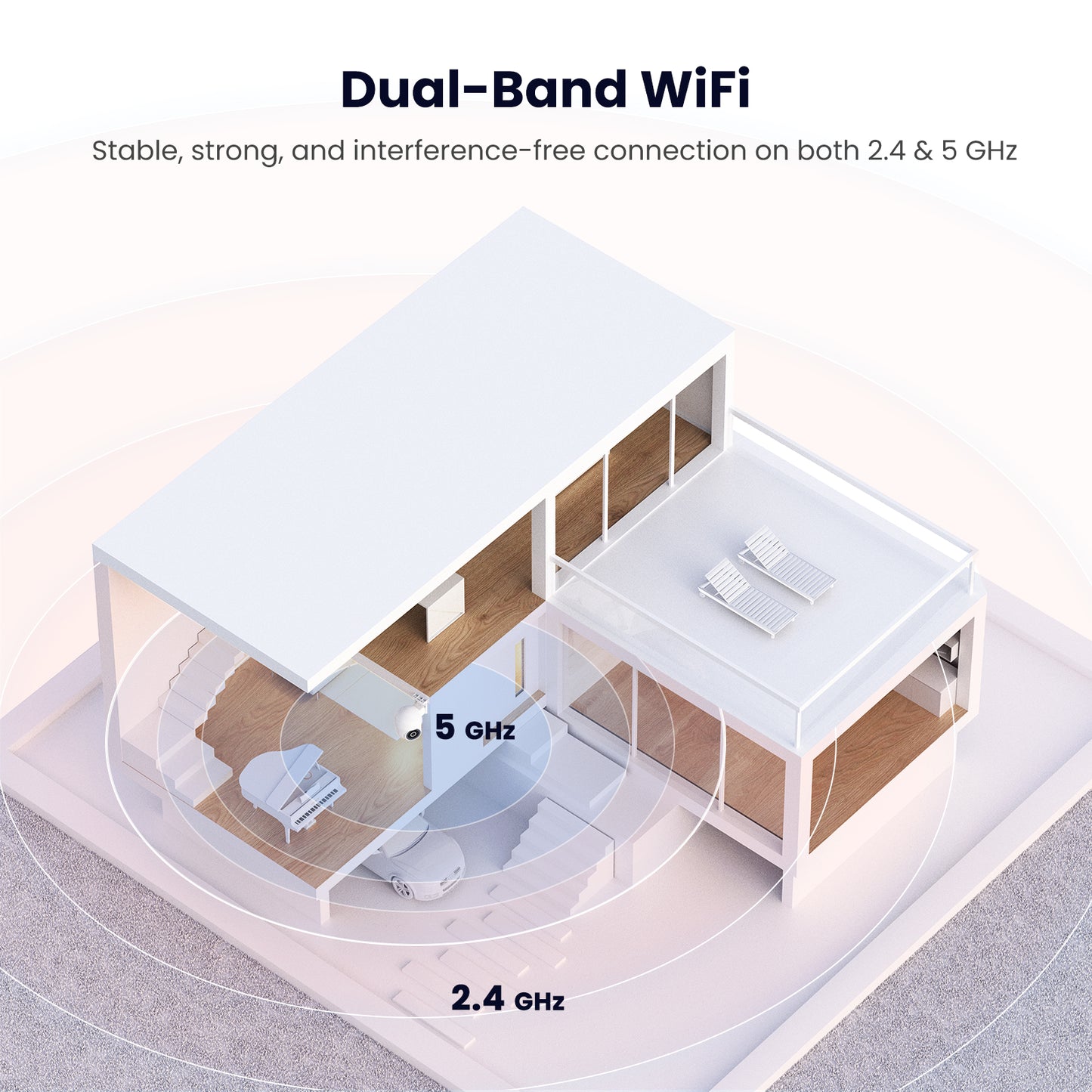 5MP 3K Outdoor WiFi Security Camera, AI Motion Detection, Color Night Vision, Spotlight & Siren, Two-Way Talk, Works With Alexa & Google Home