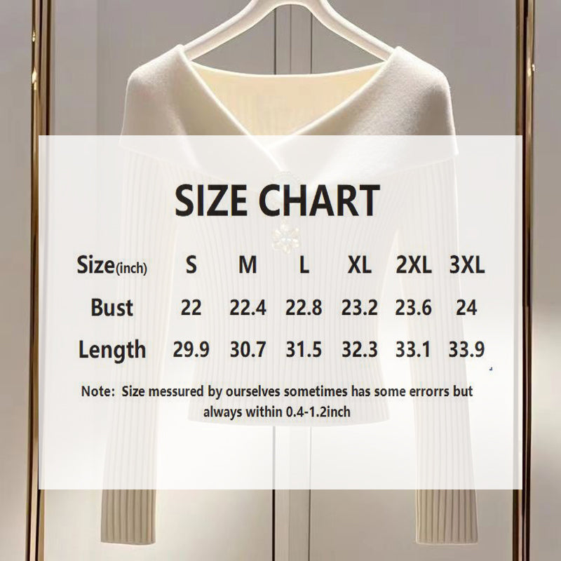 Women’s French-Style V-Neck Knit Top – Long Sleeve Blouse with Elegant Embellished Detail