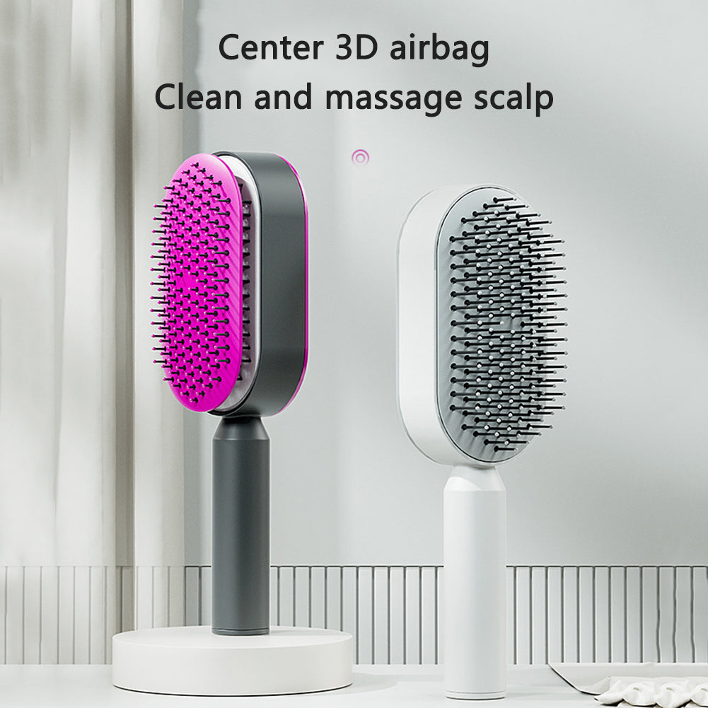 Self-Cleaning Hair Brush for Women – Anti-Static Scalp Massage Comb