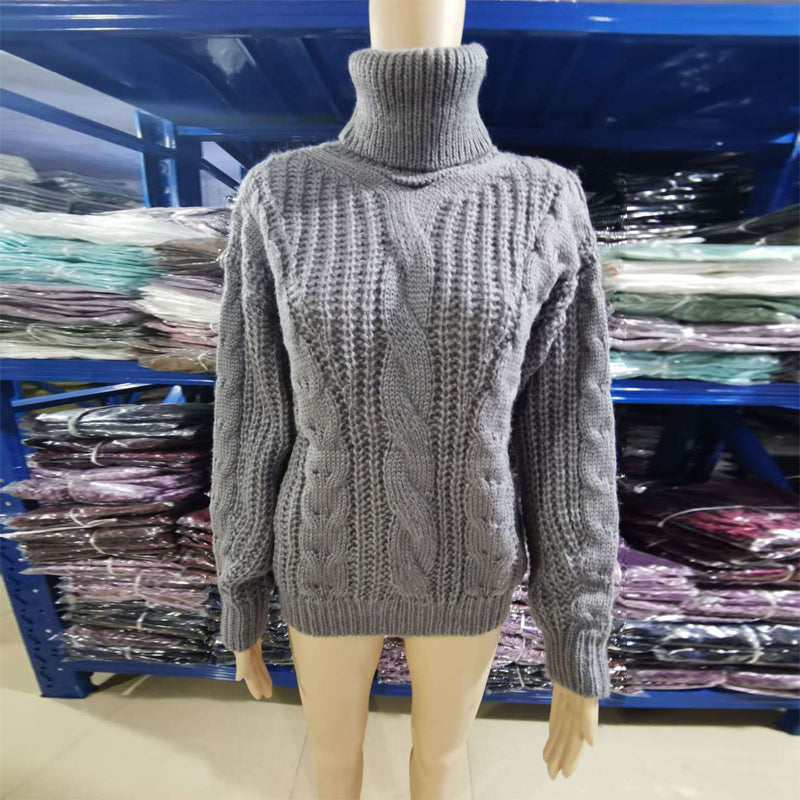 Women’s Cable Knit Turtleneck Sweater – Classic Long Sleeve Winter Knitwear