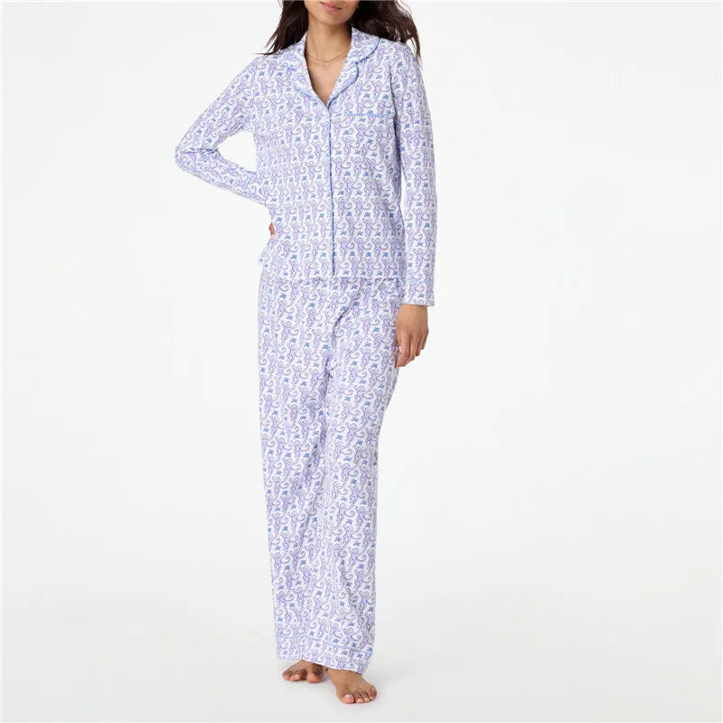 Roller Rabbit Monkey Pajama Set – Women’s 2-Piece Y2K Long Sleeve Lounge & Sleepwear