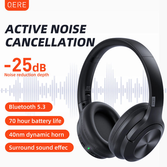 QERE E80 Wireless Over-Ear Headphones – Bluetooth 5.3, ANC Noise Cancellation & Hi-Res Audio (70H Playtime)