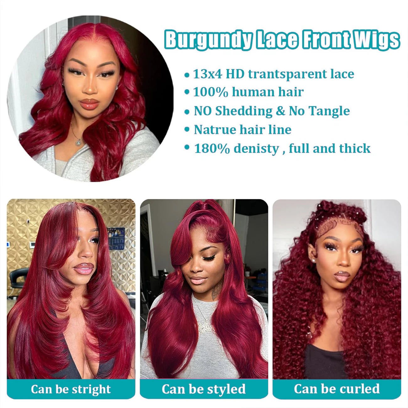 99J Burgundy Body Wave Human Hair Wig – 13x6 HD Lace Front, Pre-Plucked Transparent Lace