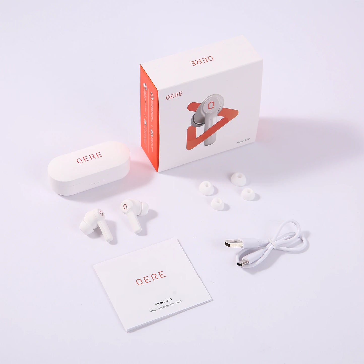 Original QERE E20 TWS Wireless Earbuds – Hi-Fi Sound, Built-In Mic & Waterproof Sport Headset