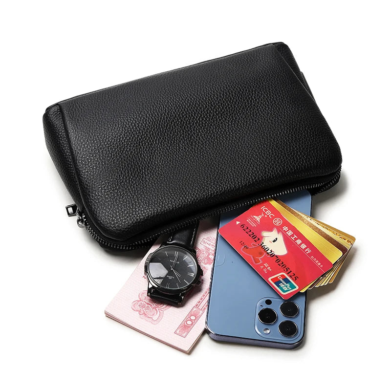 Men’s Fingerprint Lock Handbag – Secure Anti-Theft Wallet Bag