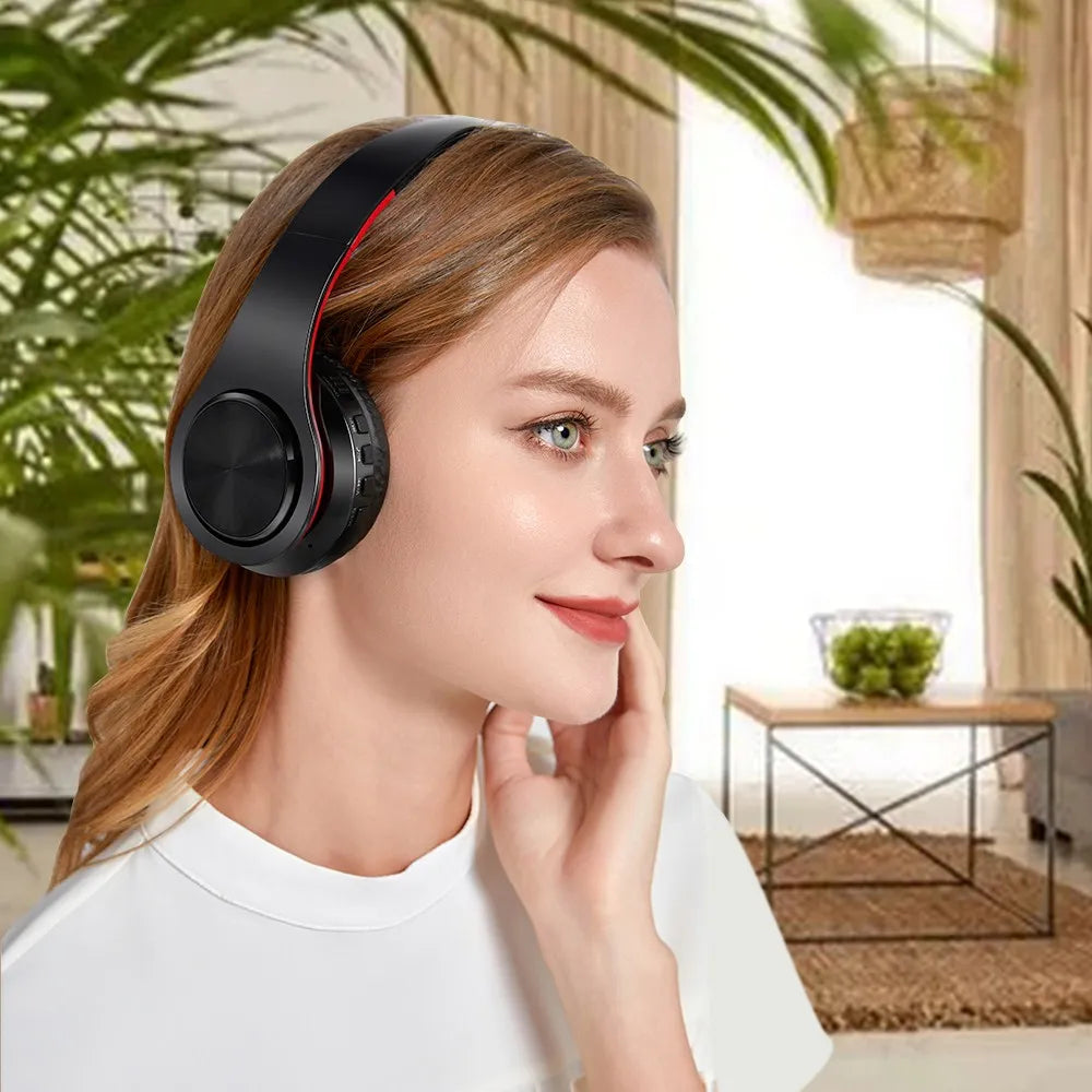Bluetooth HiFi Stereo Headphones with FM Radio & SD Card Support – Wireless Headset with Mic for Phones & Tablets