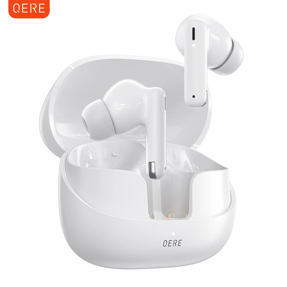 QERE E38 TWS Wireless Earbuds – Bluetooth 5.3, Hi-Fi Sound, Quad Mic ENC, Low-Latency Gaming