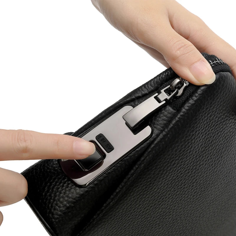 Men’s Fingerprint Lock Handbag – Secure Anti-Theft Wallet Bag