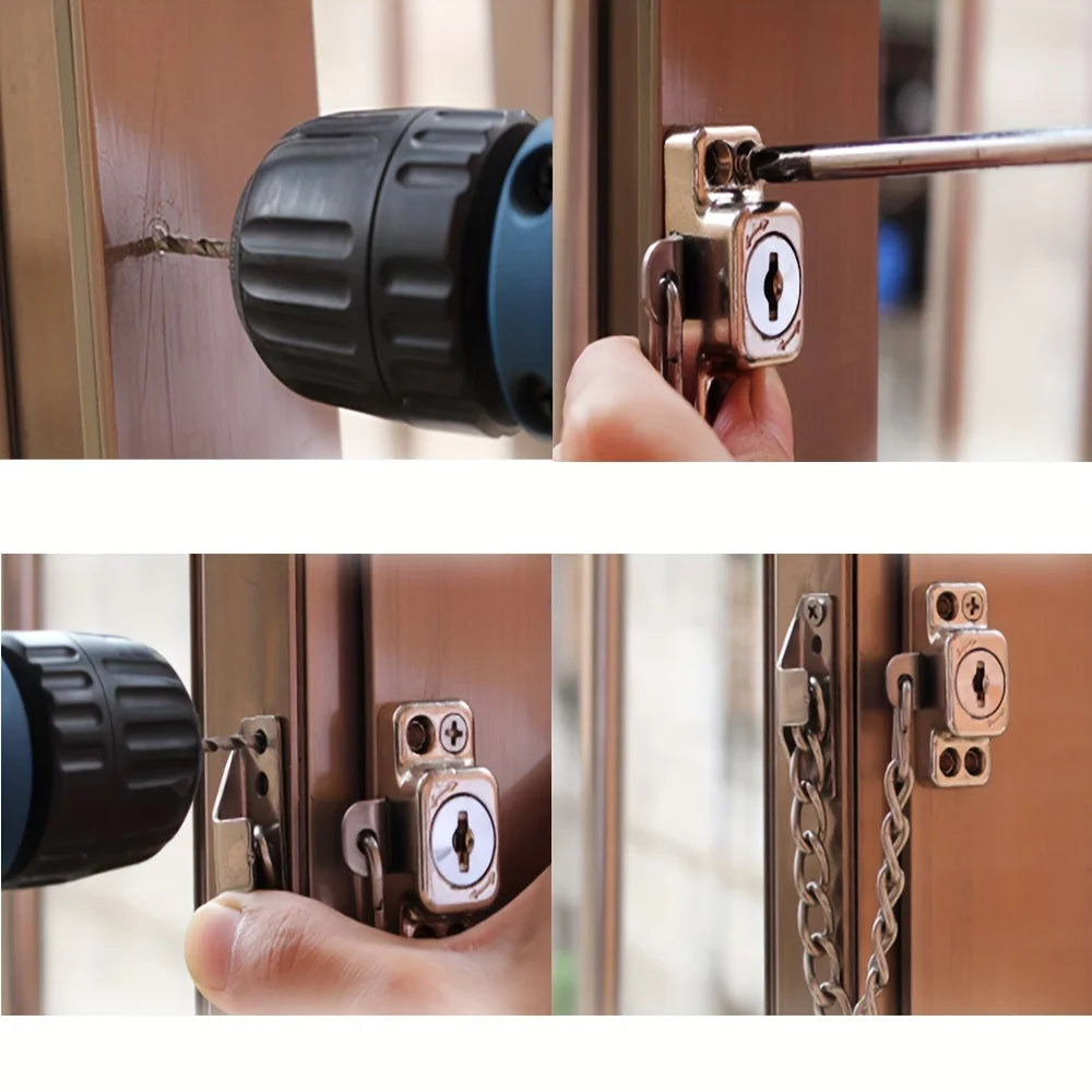 Security Door & Window Limit Lock – Anti-Theft Buckle Safety Accessory