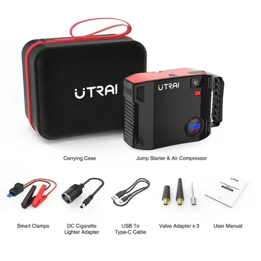 Utrai Car Jump Starter 59.2wh Power Bank 12V BatteryCharger Booster with Tire Air Pump LED Light Emergency Tool Starting Device