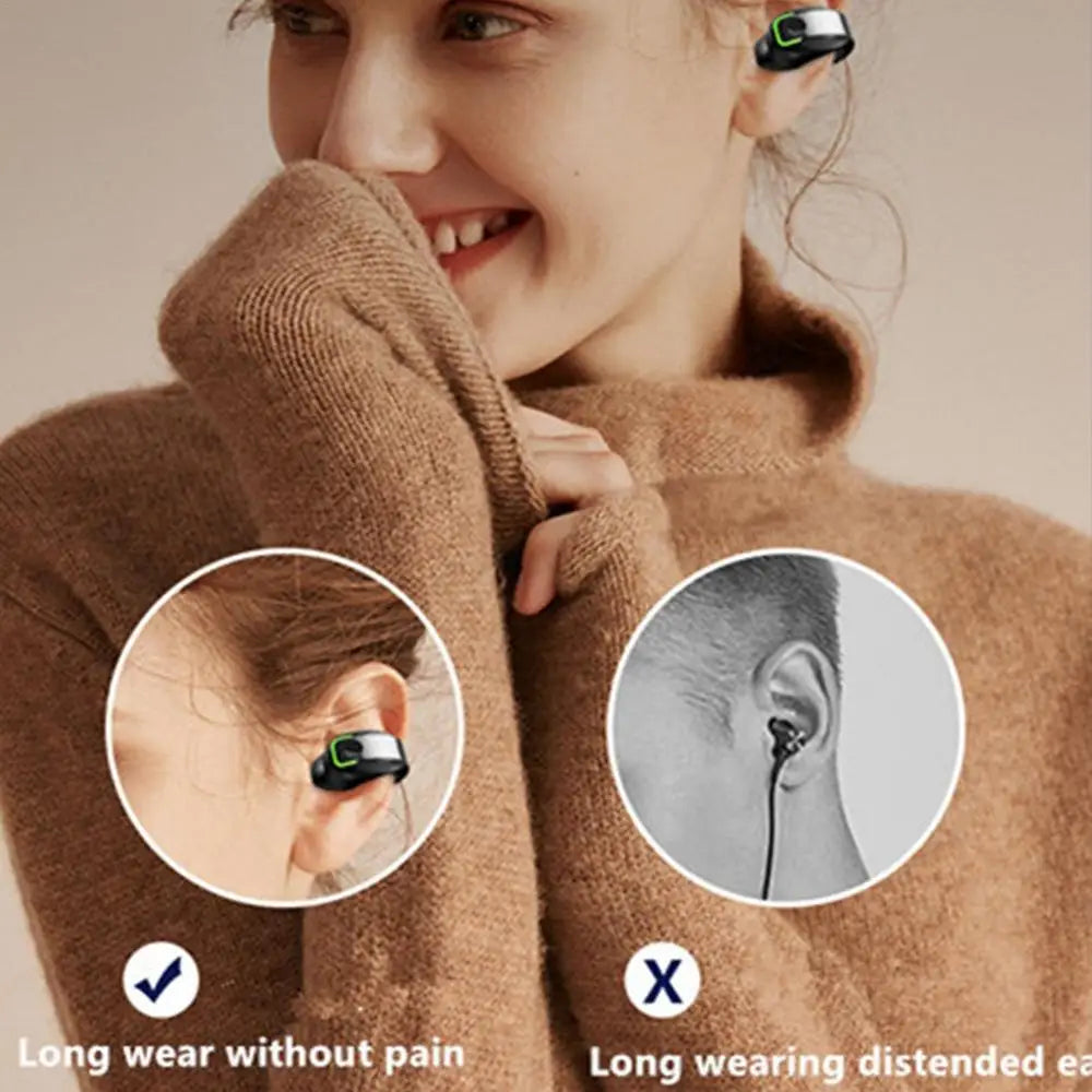 Wireless Ear Clip Headphones – Waterproof Over-Ear Earbuds with HD Stereo & Built-In Mic (6-Hour Playtime)