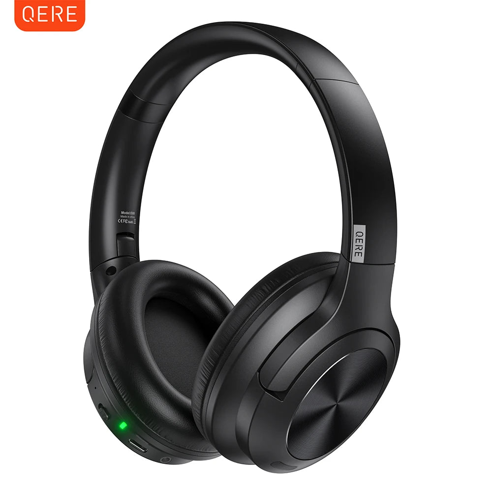 QERE E80 Wireless Over-Ear Headphones – Bluetooth 5.3, ANC Noise Cancellation & Hi-Res Audio (70H Playtime)