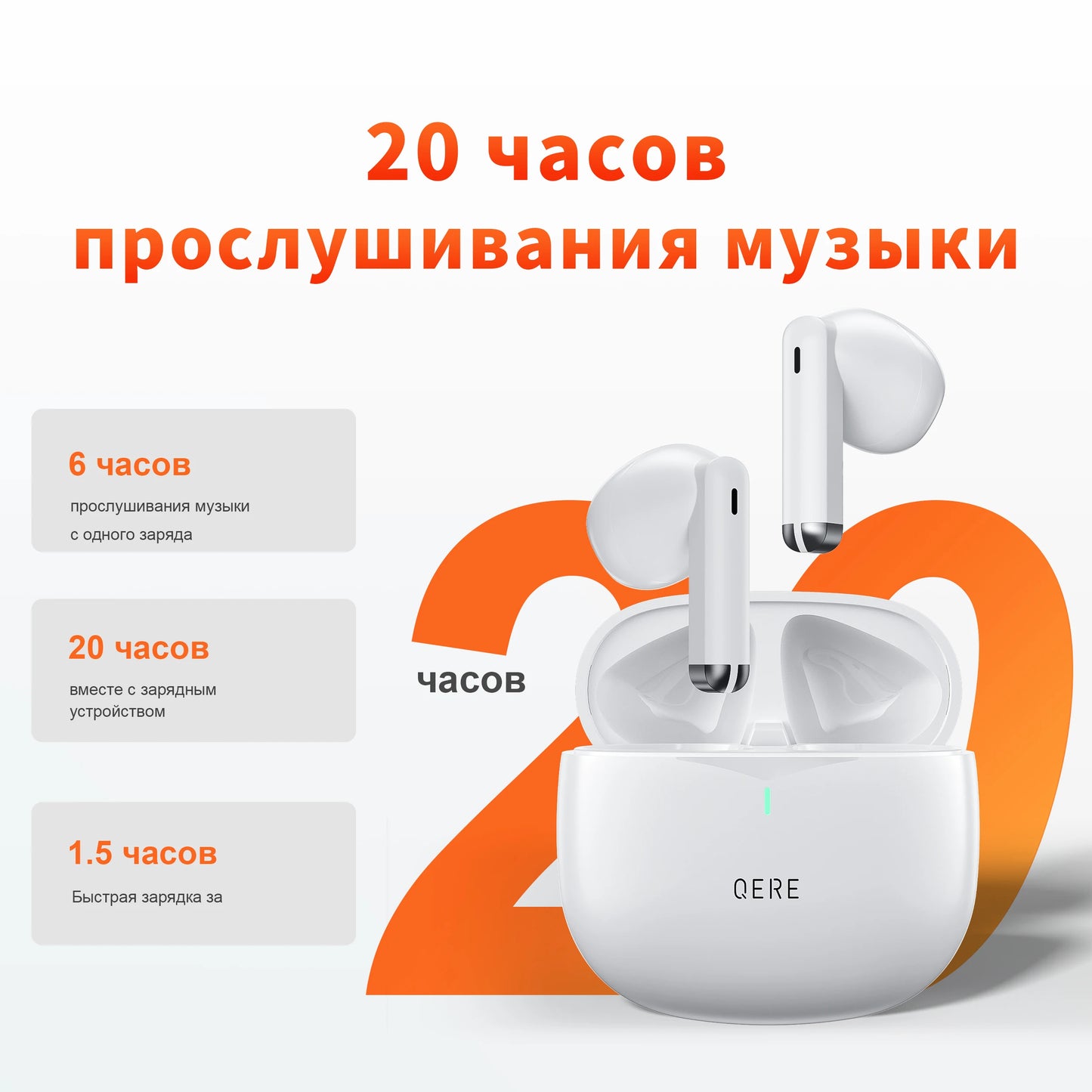 QERE E28 TWS Wireless Earbuds – Bluetooth 5.3, Hi-Fi Sound, HD Mic, Low-Latency Gaming, Waterproof