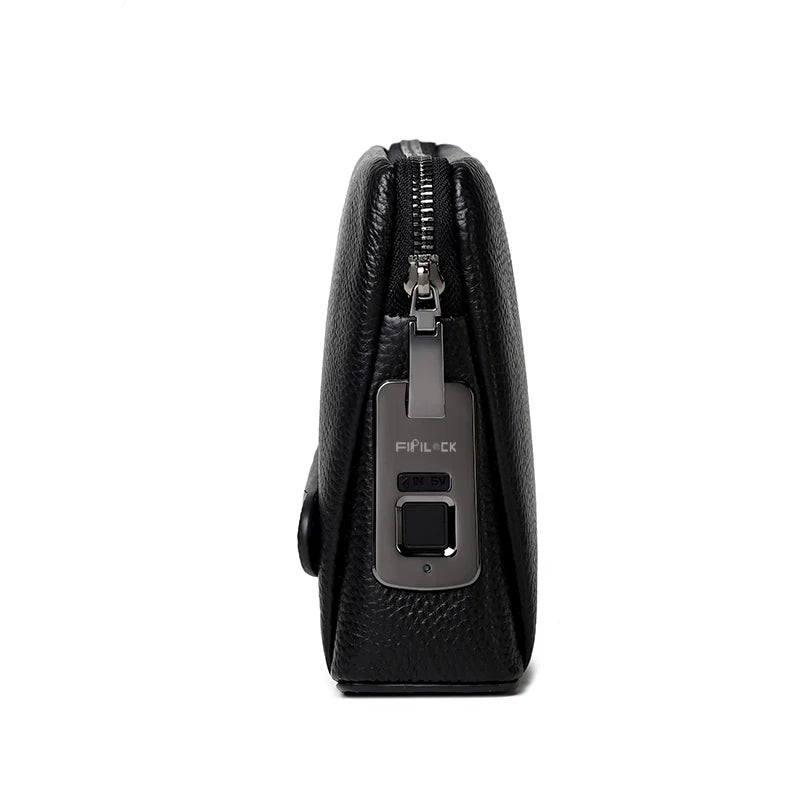 Men’s Fingerprint Lock Handbag – Secure Anti-Theft Wallet Bag