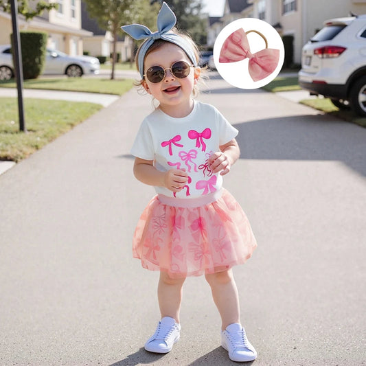 Girls Floral Print Ruffle Sleeve Top and Denim Skirt Set with Matching Headband - Summer 3PCS Outfit for Girls