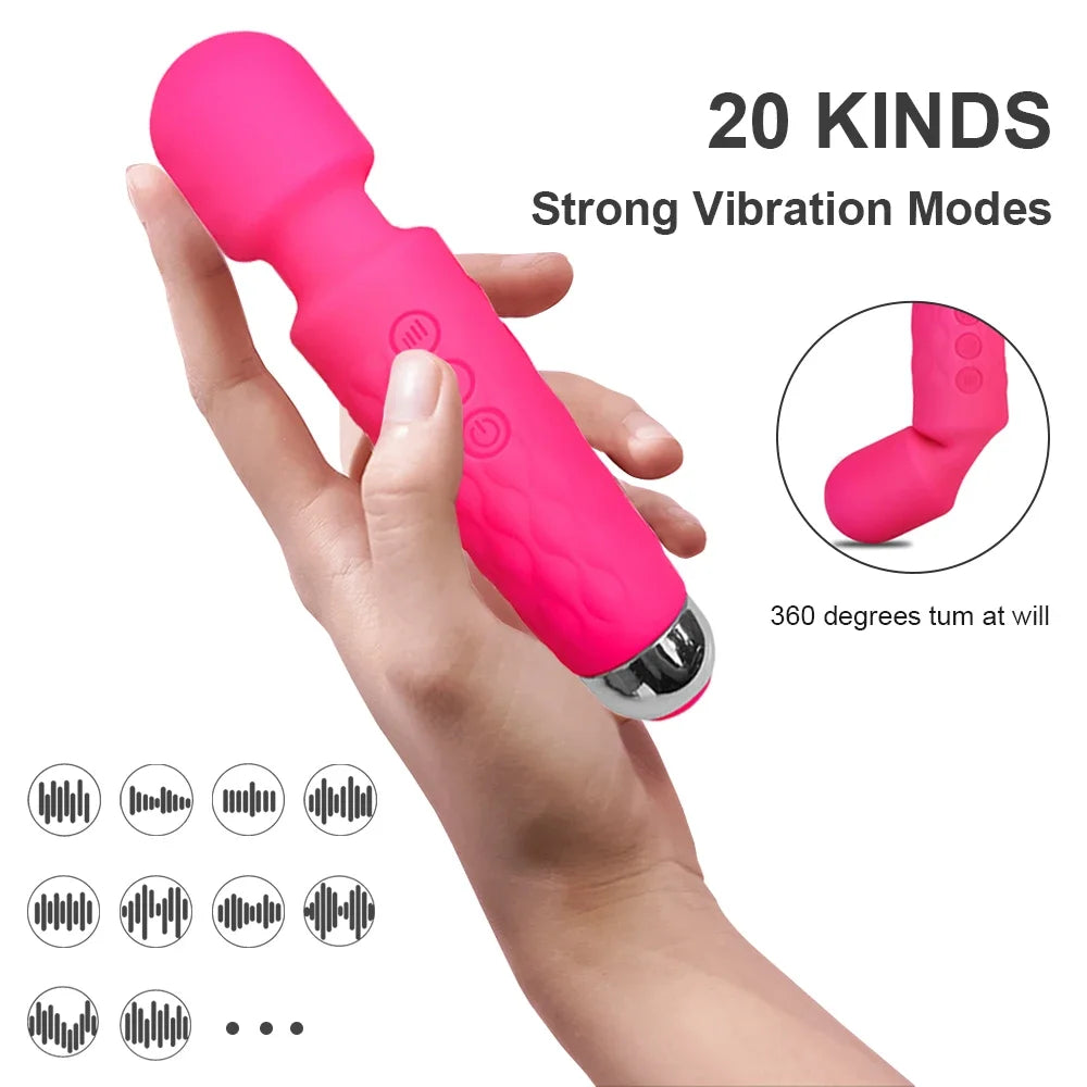 Rechargeable G-Spot & Clitoral Vibrator – 10-Mode Powerful Wand Massager for Women
