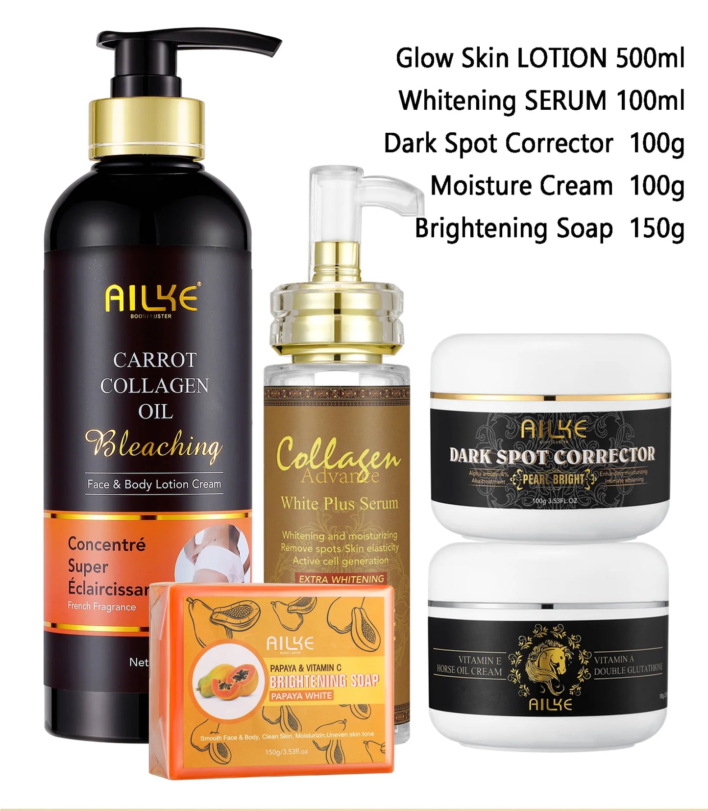 AILKE Collagen Skincare Set – 5-in-1 Moisturizing & Brightening Anti-Aging Kit