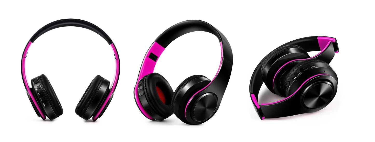 Bluetooth HiFi Stereo Headphones with FM Radio & SD Card Support – Wireless Headset with Mic for Phones & Tablets