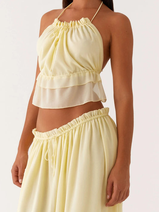 Women’s Lace-Trim V-Neck Crop Top – Sleeveless Spaghetti Strap Party & Beach Top