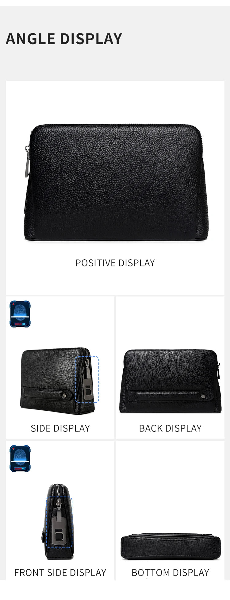Men’s Fingerprint Lock Handbag – Secure Anti-Theft Wallet Bag