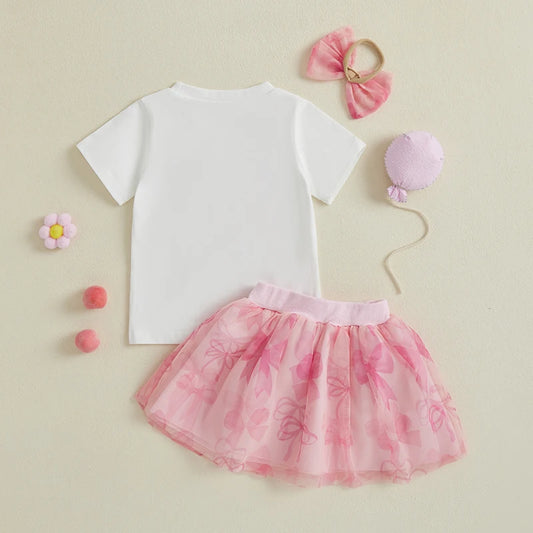 Girls Floral Print Ruffle Sleeve Top and Denim Skirt Set with Matching Headband - Summer 3PCS Outfit for Girls