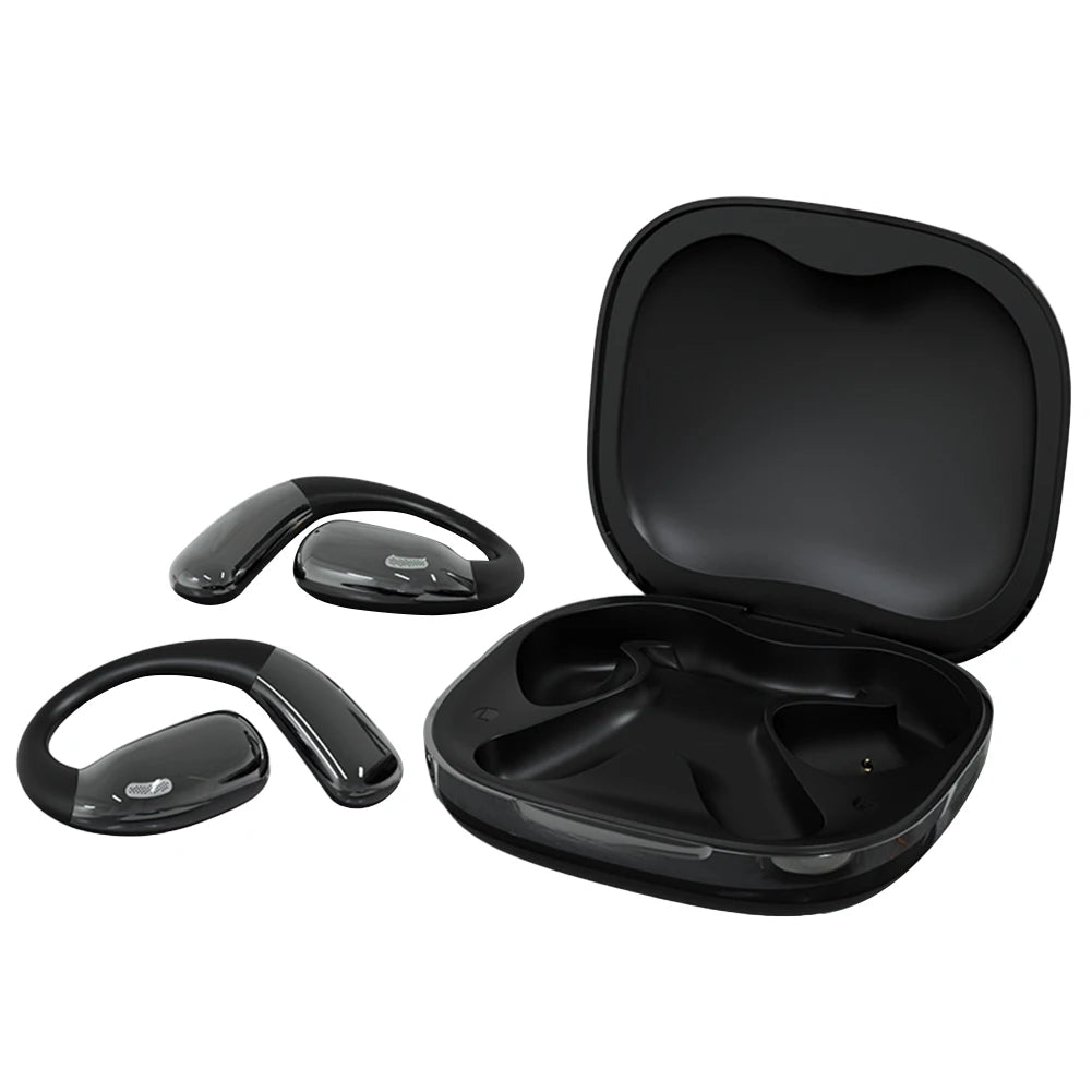 Bluetooth 5.3 Earhook Sport Headphones – Noise-Canceling Wireless Earphones with Touch Color Screen for Workouts & Running