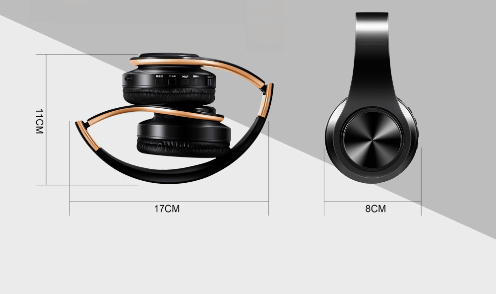 Bluetooth HiFi Stereo Headphones with FM Radio & SD Card Support – Wireless Headset with Mic for Phones & Tablets