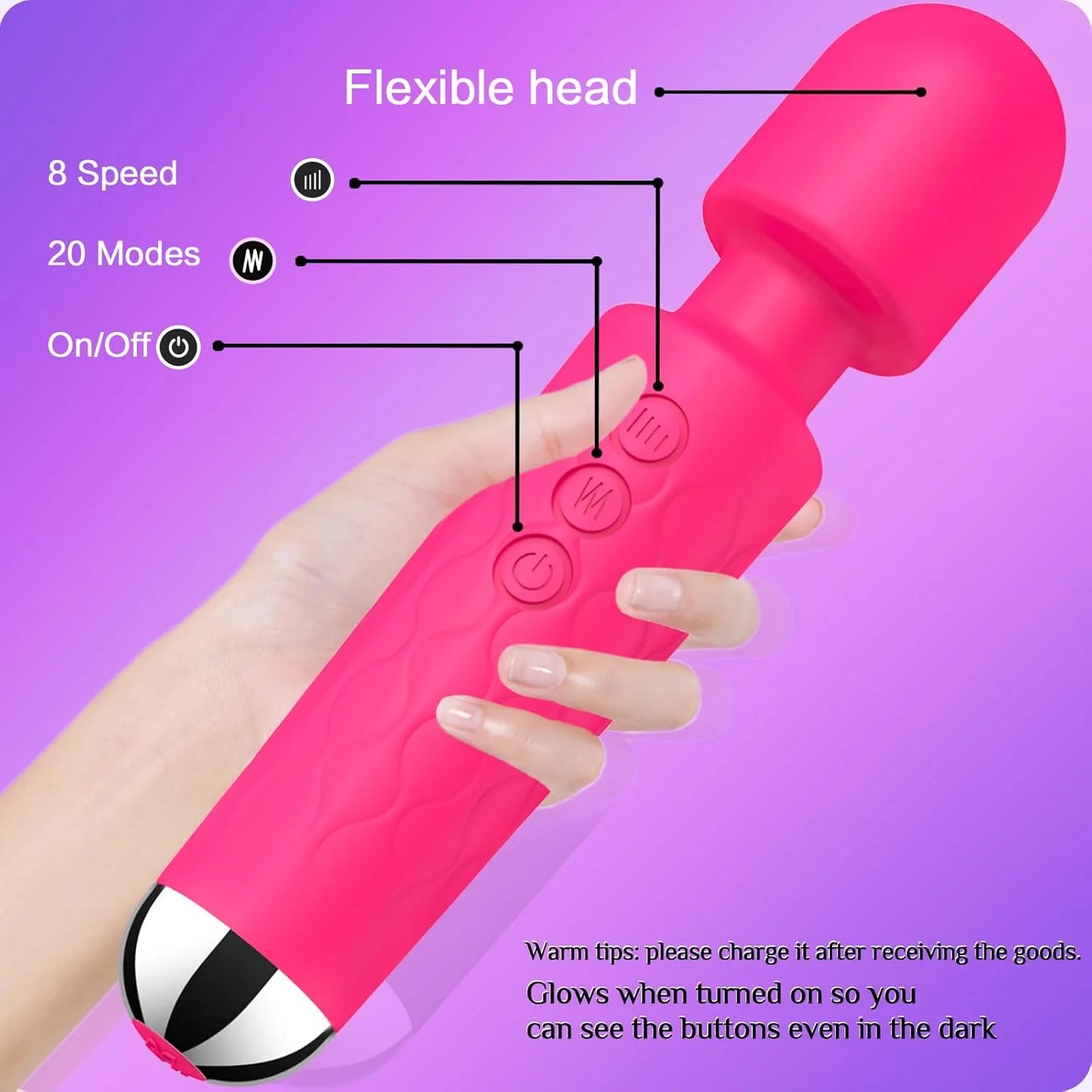 Rechargeable G-Spot & Clitoral Vibrator – 10-Mode Powerful Wand Massager for Women