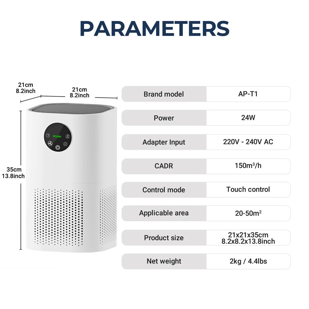Air Purifier for Home – H13 True HEPA Filter, Quiet 25dB, Allergies & Pet Hair, Odor Control (White)
