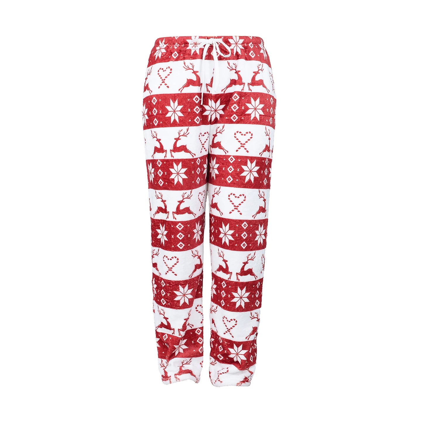 Women’s Christmas Pajama Pants – Elk Print, Elastic Waist & Drawstring Lounge Trousers