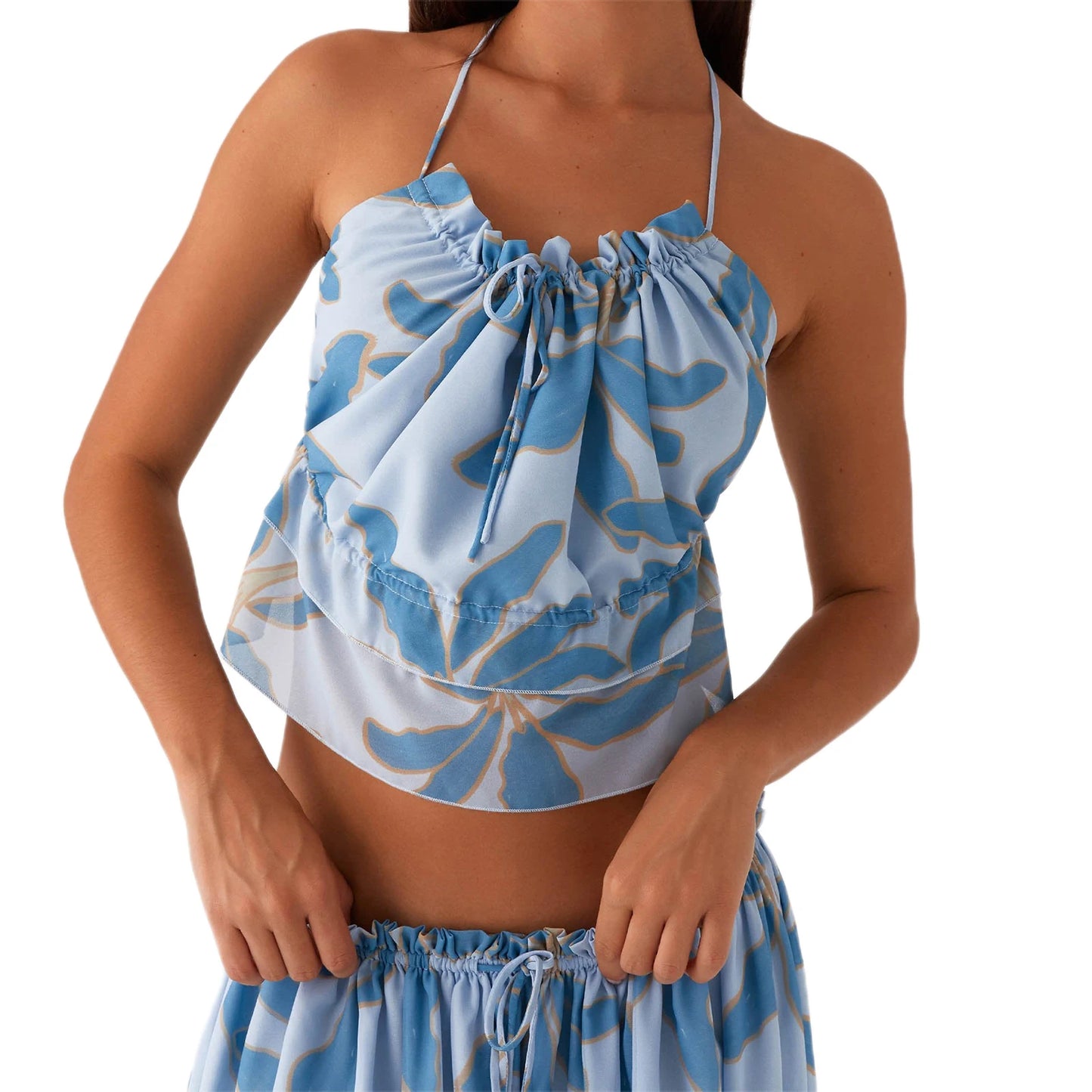 Women’s Lace-Trim V-Neck Crop Top – Sleeveless Spaghetti Strap Party & Beach Top