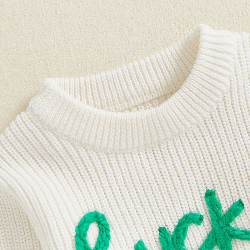 Unisex Infant Knit Jumpsuit – Winter Romper with Embroidered Animal Design