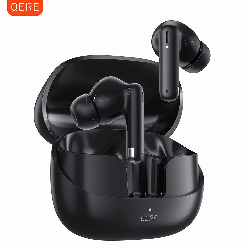 QERE E38 TWS Wireless Earbuds – Bluetooth 5.3, Hi-Fi Sound, Quad Mic ENC, Low-Latency Gaming