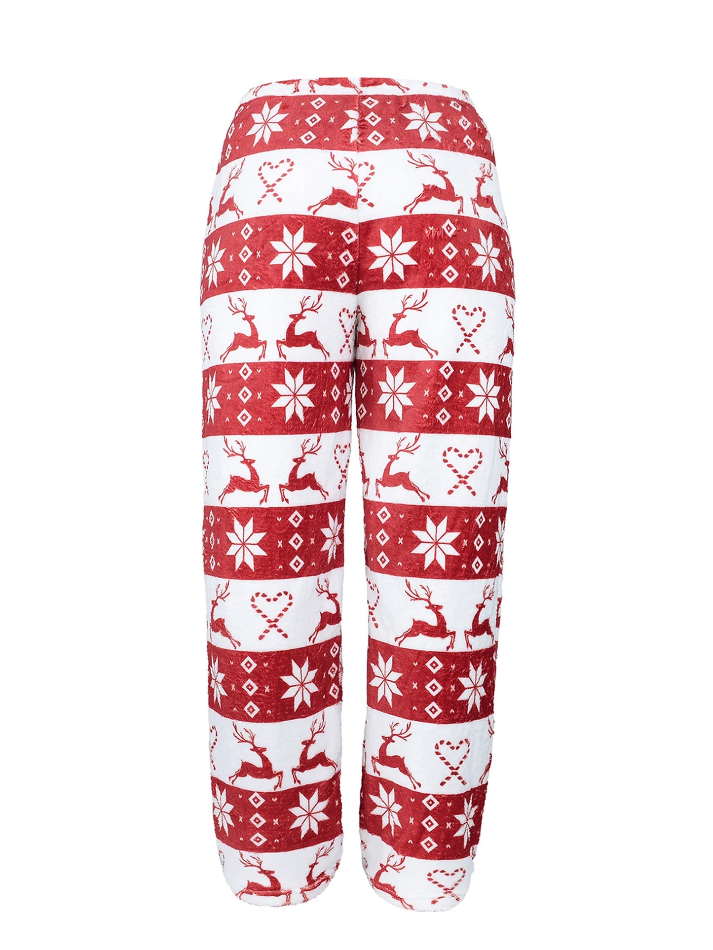 Women’s Christmas Pajama Pants – Elk Print, Elastic Waist & Drawstring Lounge Trousers
