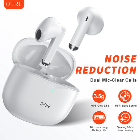 QERE E28 TWS Wireless Earbuds – Bluetooth 5.3, Hi-Fi Sound, Low-Latency Gaming & Waterproof