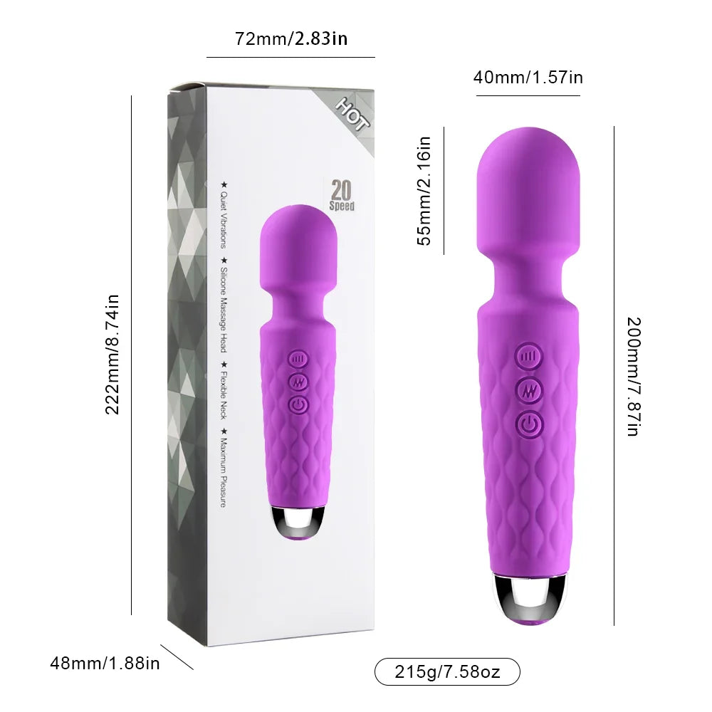 Rechargeable G-Spot & Clitoral Vibrator – 10-Mode Powerful Wand Massager for Women