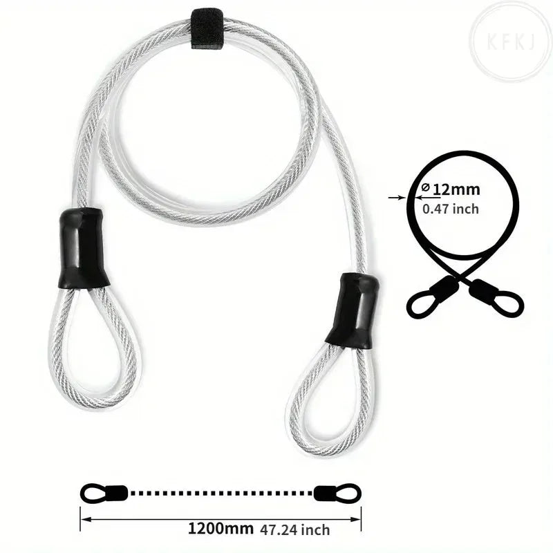 1.2m Security Cable Lock – Anti-Theft Steel Chain for Bikes, Motorcycles & Helmets