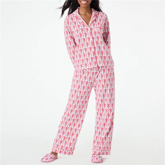 Roller Rabbit Monkey Pajama Set – Women’s 2-Piece Y2K Long Sleeve Lounge & Sleepwear