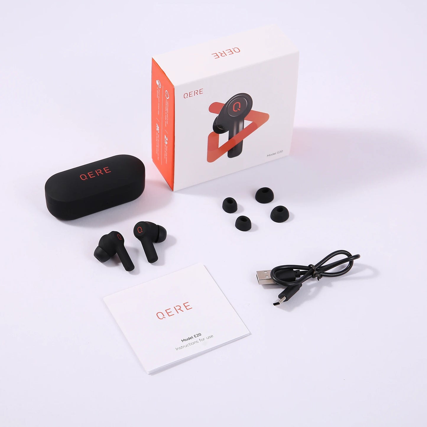 Original QERE E20 TWS Wireless Earbuds – Hi-Fi Sound, Built-In Mic & Waterproof Sport Headset